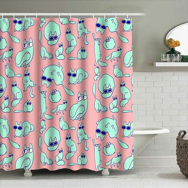 Unframed Cute Octopus Shower Curtain Sea Animal Bathroom Decor Ocean Themed Waterproof Fabric Shower Liner Home Decor Beach Styl