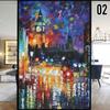 European Style Retro Privacy Windows Film Landscape Oil Painting Colorful Stained Glass Stickers Static Cling Glass Film