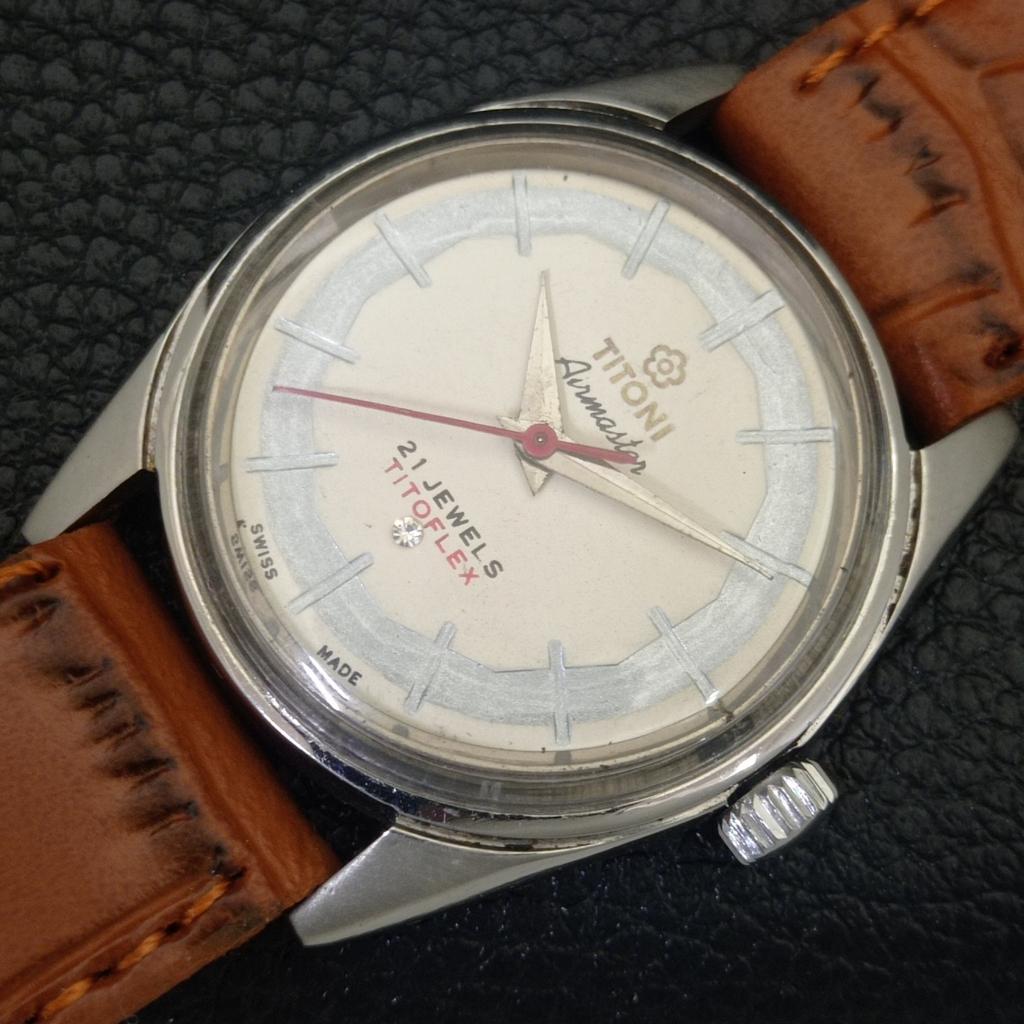 Titoni AIRMASTER TITOFLEX VINTAGE HAND-WINDING SWISS MENS WHITE WATCH A703216-1