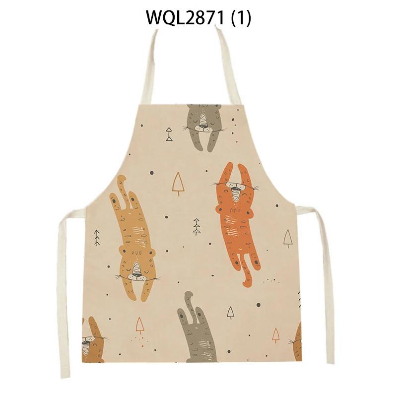 Sea Animal Shell Crab Fish Printed Kitchen Aprons Home Cooking Baking Accessories Deer Hedgehog Crocodile Pattern Delantal