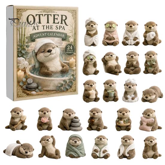 Otter Advent Calendar Otters Calendars 2026, 24 Days 2D Flat Acrylic Ornaments Christmas Miniature Animal Figures Countdown Calendar, Cute Cartoon