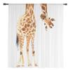 Fun Giraffe Animal White Sheer Curtains for Living Room Voile Curtain Bedroom Bathroom Tulle Curtains Window Drapes