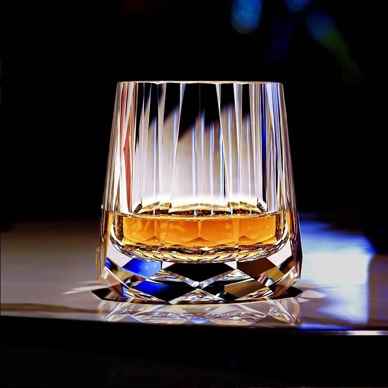 Zeus' Eternal Stone K9 Crystal Cup Upscale Classical Whiskey Glass Diamond Cut Brandy Liquor Wine Snifter Best Gift For Dad Boss