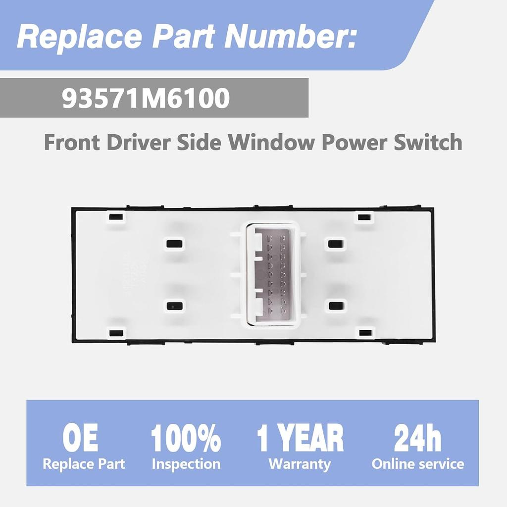 Front Driver Door Window Main Switch for 2019-2021 Kia Forte Replaces 93571M6100