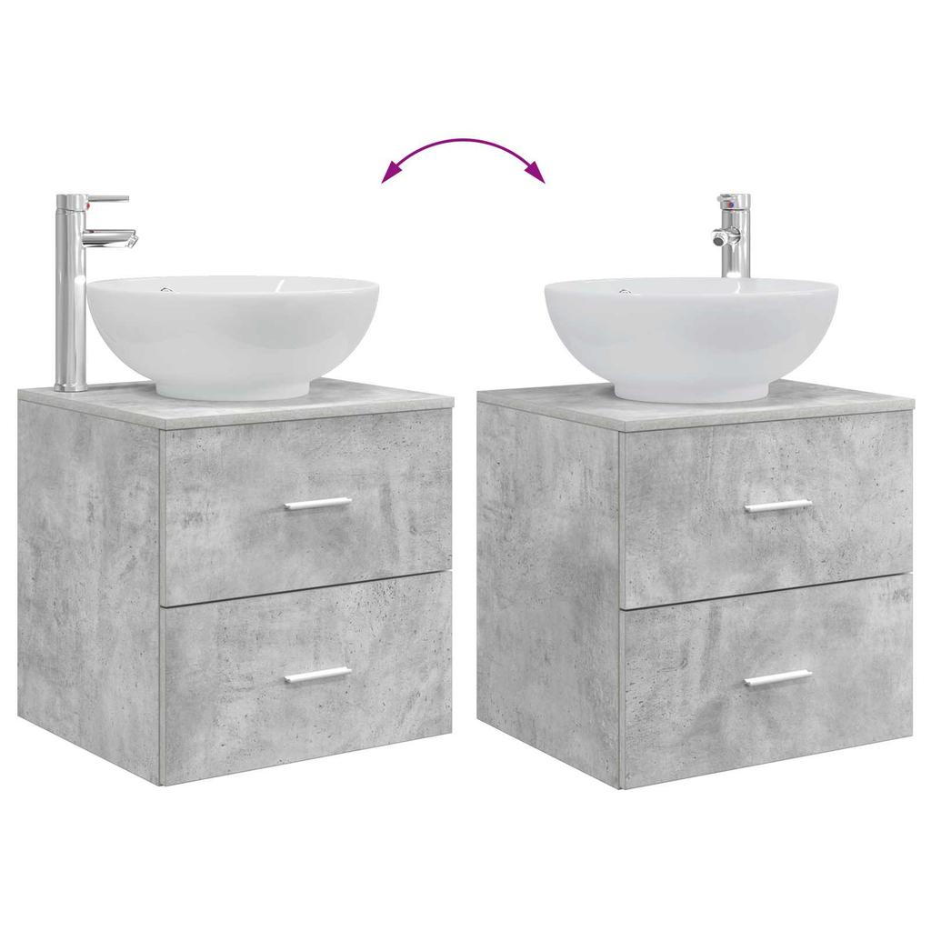 Bathroom Furniture Set 2 Pcs Concrete Grey Wood Based Material