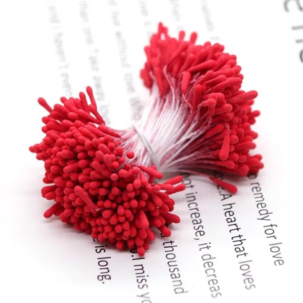 360Pcs 55mm Length Artificial Flower Stamens Plastic Matte Finish Double Headed Stamens DIY Bouquet Decoration 2mm