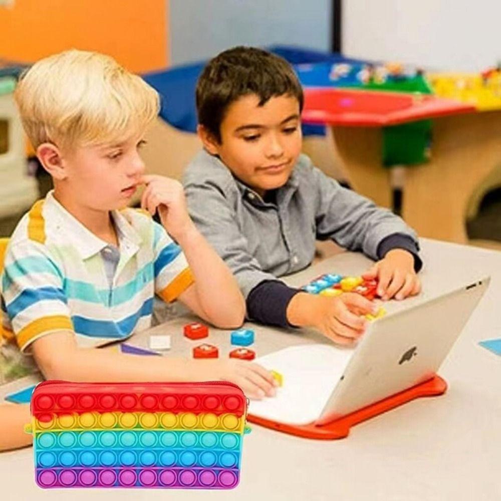 with Zipper Student Pencil Bag Large Capacity Stationery Storage Bag Silicone Pen Case  Students