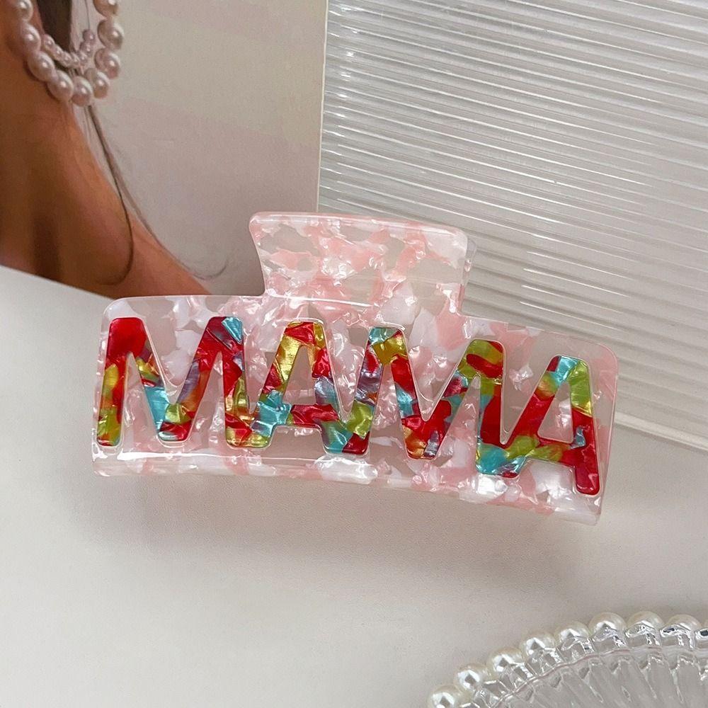 Retro Acetic Acid Shark Clip Leopard Print Geometry Hair Claw Sweet MAMA Hair Claw  Party