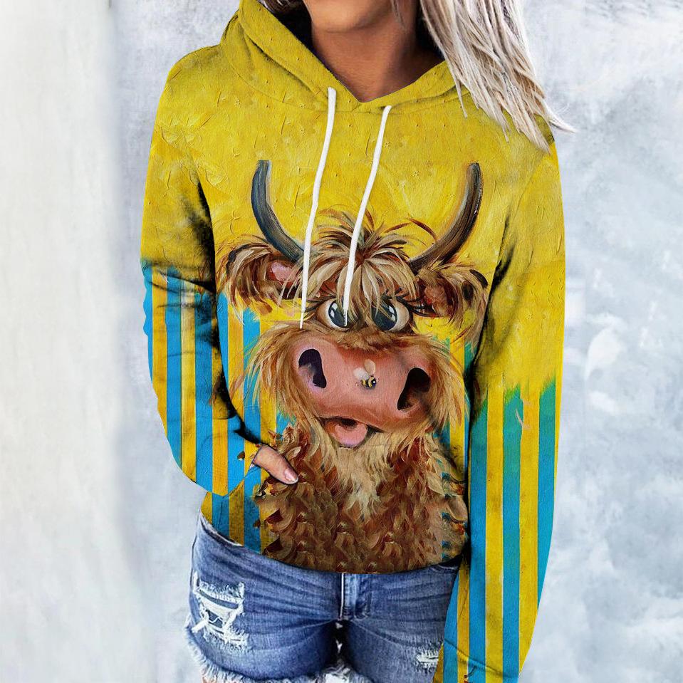 

Весна Осень Животное Корова Толстовка Женщины Мужчины Модный свитер с капюшоном Винтажная одежда Мальчики Девочки Роскошное пальто с капюшоном одежда 6XL