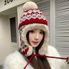 Warm Plush Aviator Hat for Women,Thick Warm Windproof Head Cap with Ear Flap Chin Strap,Cute Pom Pom,Suitable for Daily Wear