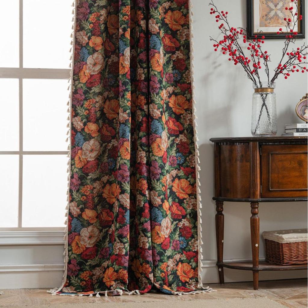 Imanqi Yun Floral Jacquard Halbverdunkelnde Küchen- & Erkerfenstervorhänge