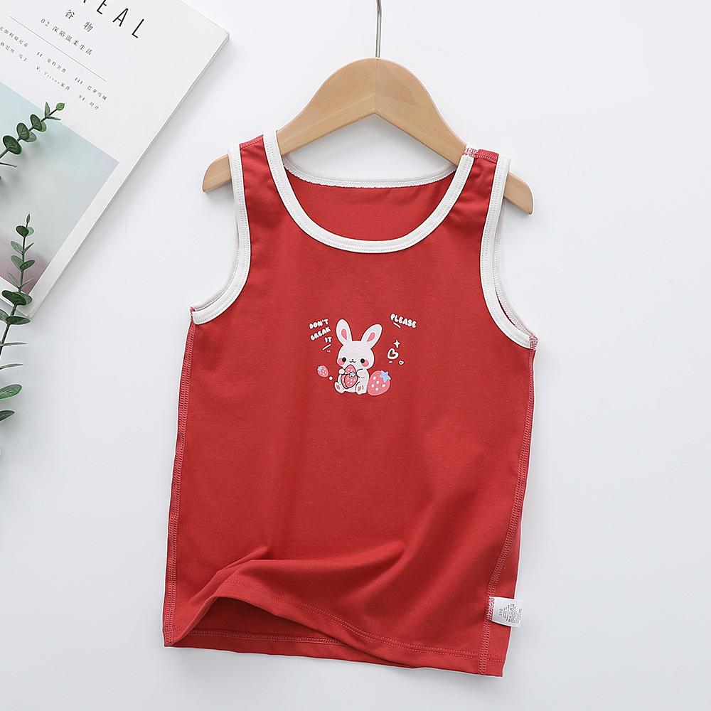 Traceless cotton children's vest summer new boys and girls baby suspender sleeveless boneless backing thin pajamas tide