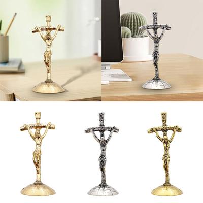 Tischkruzifix Stehendes Kreuz Traditionelle Christliche Tischdekoration für Zuhause Büro Tragbar Langlebig Feine Verarbeitung