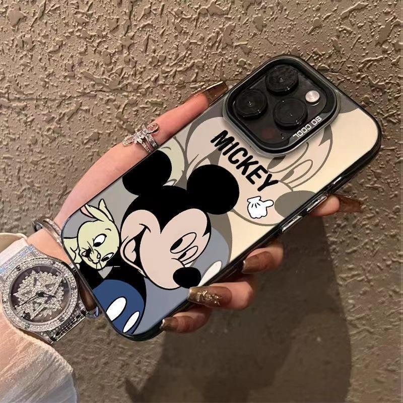 Mickey Mouse cat case for iPhone 16, 15/14 new cartoon double-layer colored silver, 13mm drop-proof and premium feel.