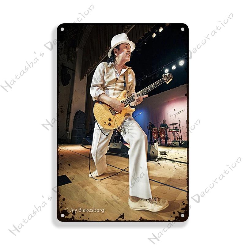 Rockmusik Poster Santana Metallschild ROCK Band Schild Bar Cafe Club Metallplatte Vintage Metallplakette Garage Cafe Wanddeko Schilder
