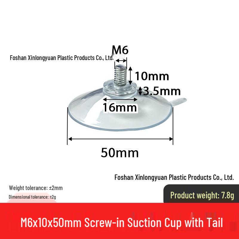 M4-M8 Transparente PVC-Saugnapf mit Gewindestange