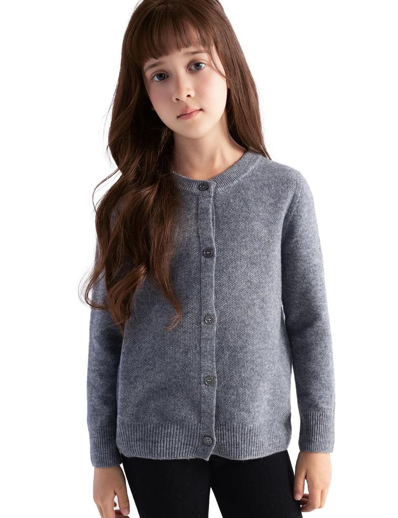 Girls' Wool Cardigan - Soft, Warm, Versatile, Skin-Friendly Solid Color Sweater