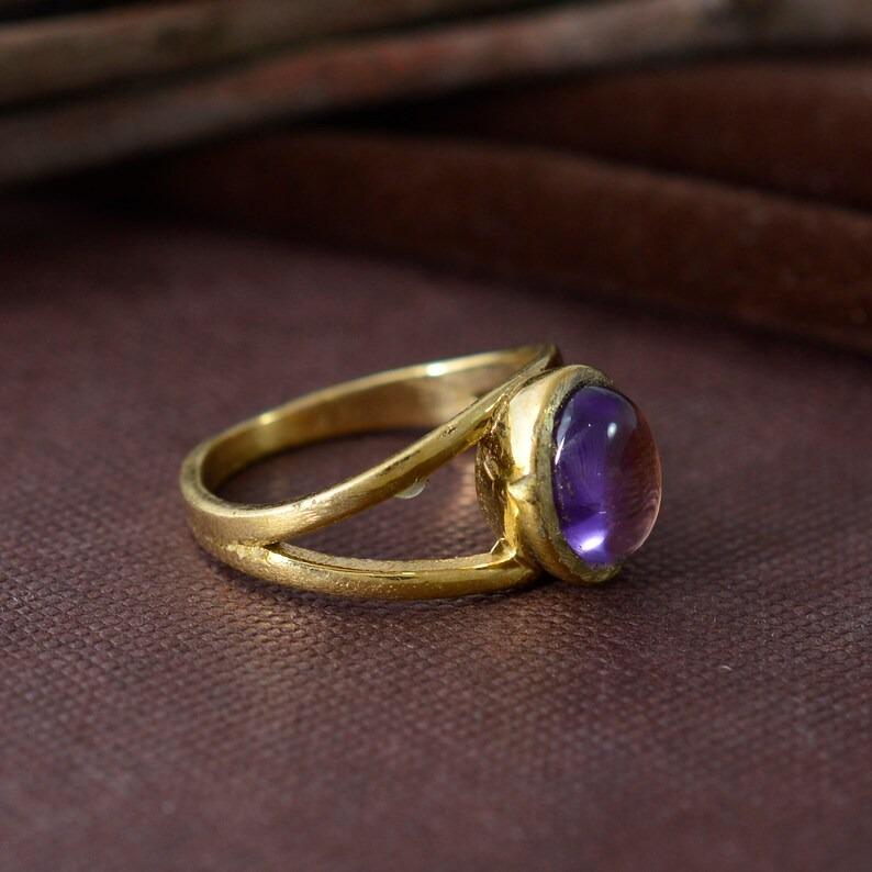 Anillo de piedra preciosa de amatista, anillo de plata de ley sólida 925, anillo hecho a mano, regalo para ella, anillo de apilamiento, anillo de aniversario