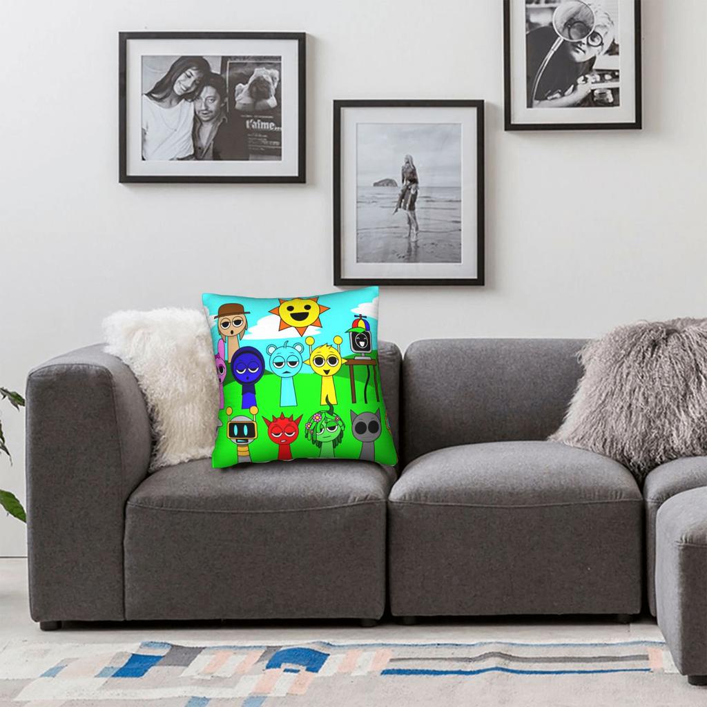 Sprunki Grey Oren Funbot Pillowcase Polyester Cushion Cover Decor Pillow Case Cover Seat Zippered 40*40Cm
