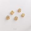 Copper-Plated 14K Gold Color-Preserving Hollow Coin Bead Bracelet with Large Hole Spacer Beads On Woven Leather Cord - DIY Beading Accessories.