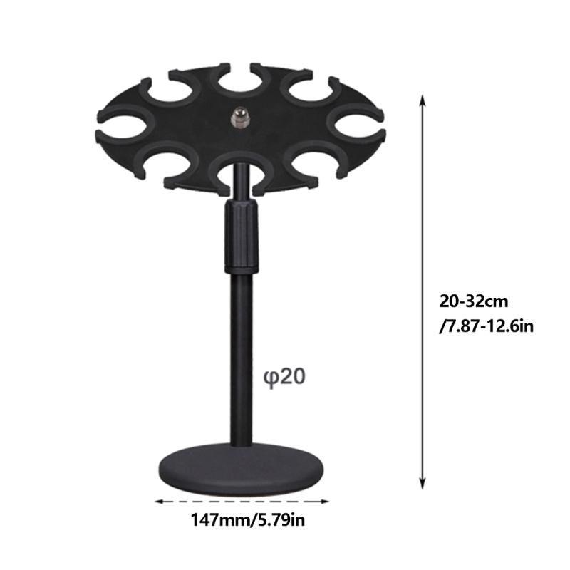 Desktop Microphone Stand Holder With 8 Slots For Secure Storage And Easy Organization Of Multiple Mics