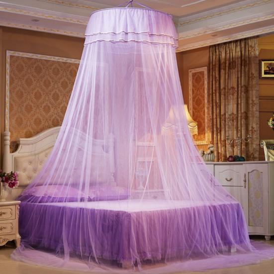 Mosquito Net Round Top Stimulation Butterfly Pin Polyester Fiber Decorative Bed Canopy