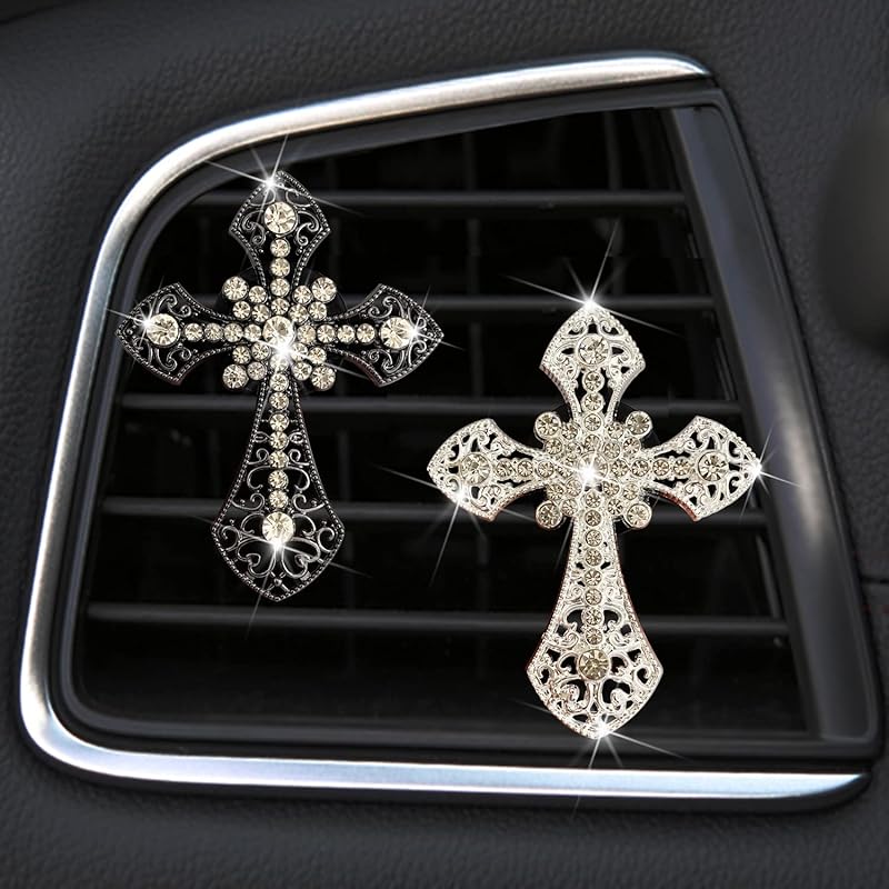 Bling Rhinestone Air Vent Clip with Car Freshener & Decoration,Cute Dash Decor Accessory