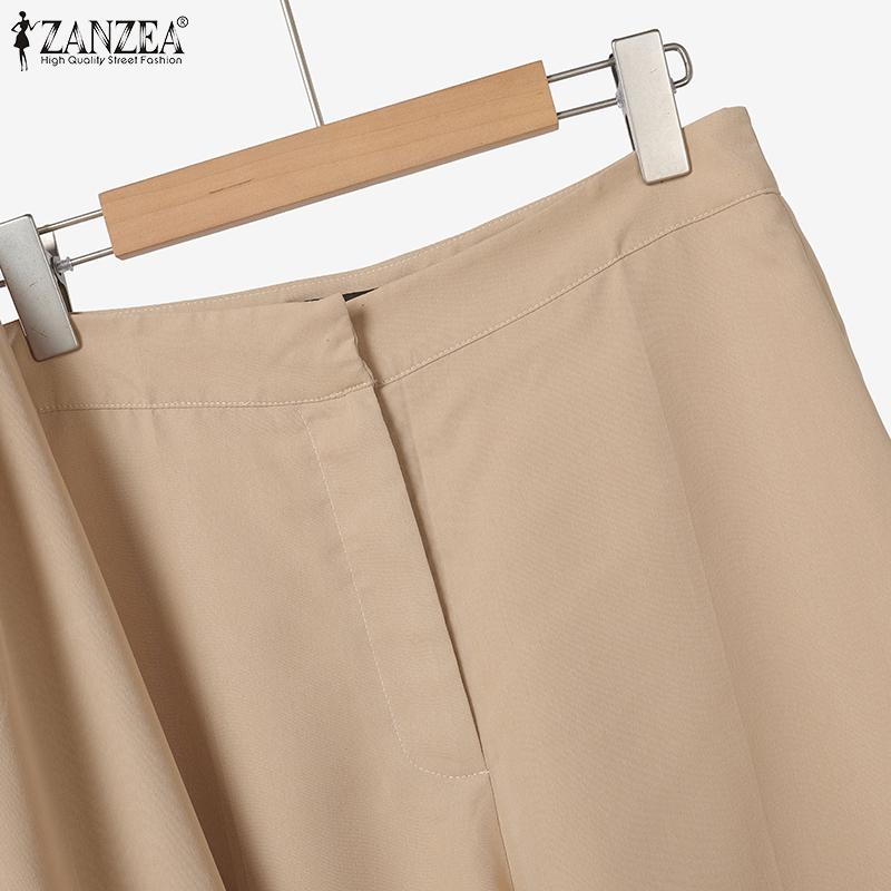 ZANZEA Women Long Sleeve Cropped Tops and Wide Leg Pants Casual Two Piece Suit Set