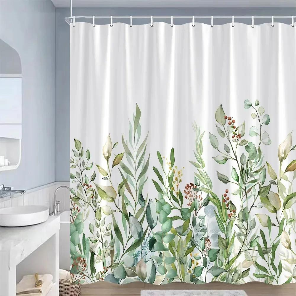 Rustieke Bloemen Douchegordijnen Vlinder Aquarel Bloemen Planten Paars Lavendel Badkamer Gordijn Polyester Decoratie Met Haken
