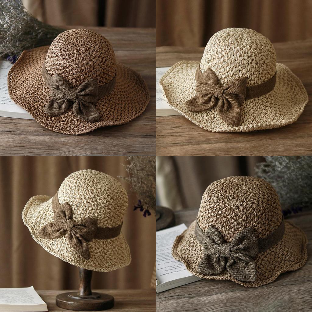 Straw Summer Sun Hat With Wide Brim For Women Casual Outdoor Sun Protection