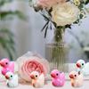 60Pcs Breast Cancer Mini Duck Figurine Red Ribbon Duck Resin Statue Miniature Animal Ornament Decoration Breast Cancer Awareness Month Gifts
