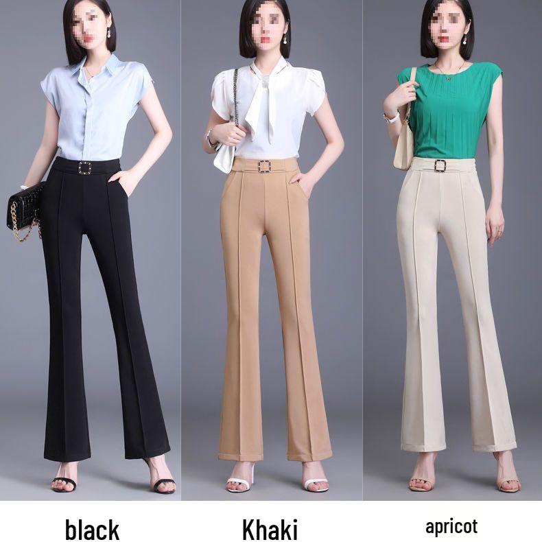 Autumn New Style Slim-fit High-waisted Wide-leg Suit Pants for Women – Stretchy, Comfortable, and Flattering