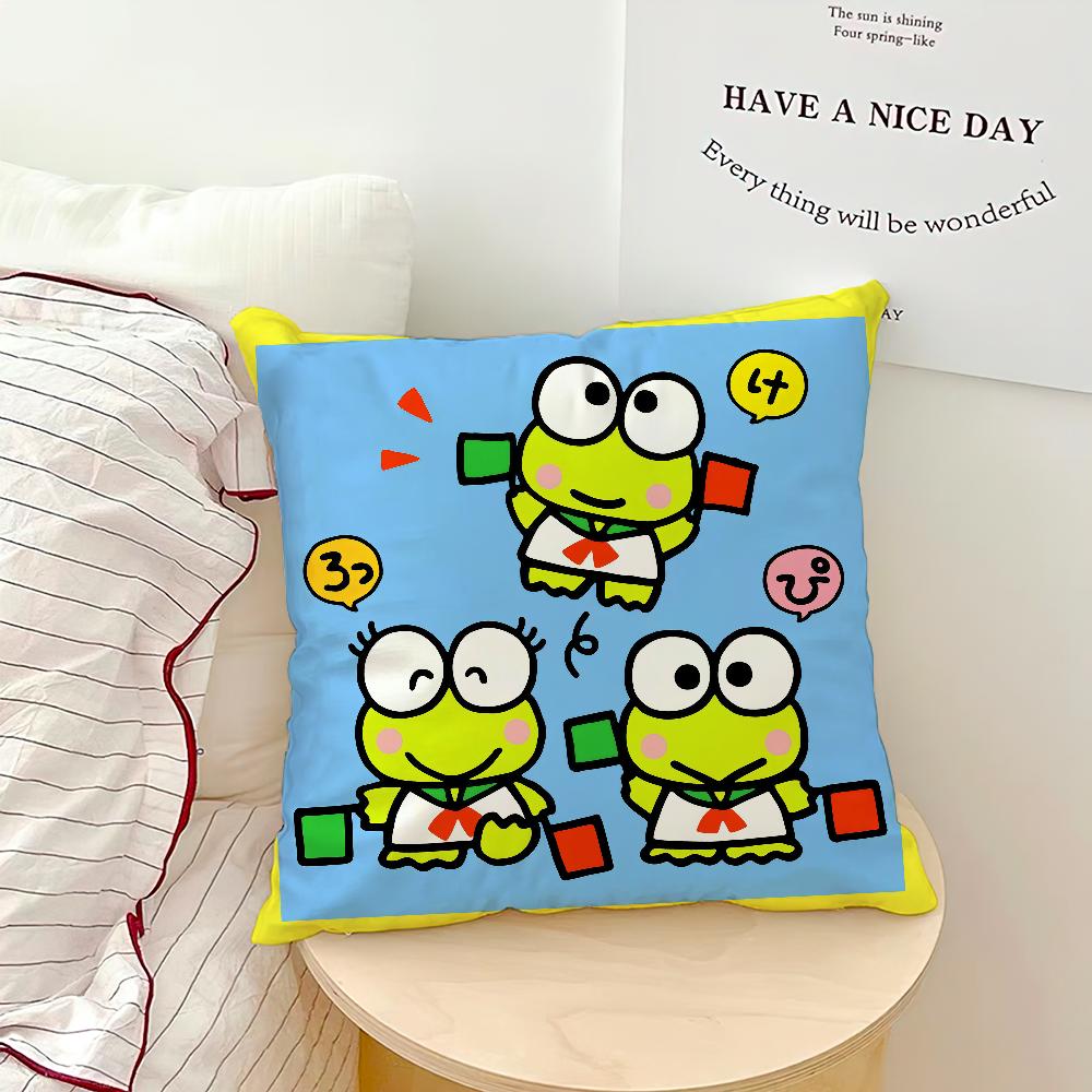 Sanrio Cartoon Big Eyed Frog Pillowcase Decoration Home Doublesided Printed Square Pillow Living Room Decoration Pillowcase Gif