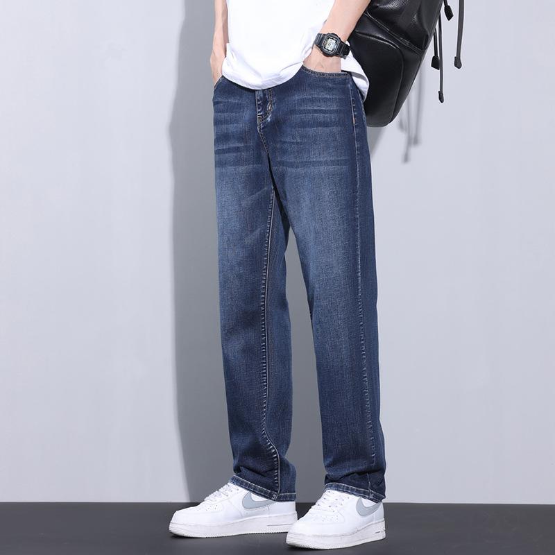 Summer New Light-colored Cool-feeling Men's Jeans Loose Straight Casual Young Men's Light Business Long Pants