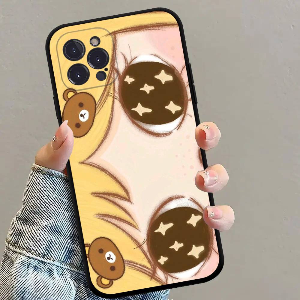 Kawaii Cute Black Big Eyes Cool Phone Case For iPhone 17 16 15 14 13 12 11 Pro Max Plus Mini Soft Silicone Black Shockproof TPU