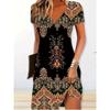 Women's Ethnic Floral Print Dress Casual Summer