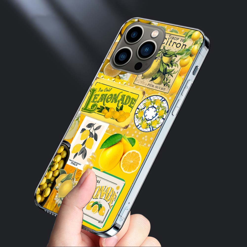 

Лимонный чехол для телефона для iPhone 16E 15 Pro 14 Plus 17E 16 17 Pro Max Air 11 12 13 Mini Ударопрочный Capa Милый чехол ТПУ Прозрачный iPhone 14 Plus