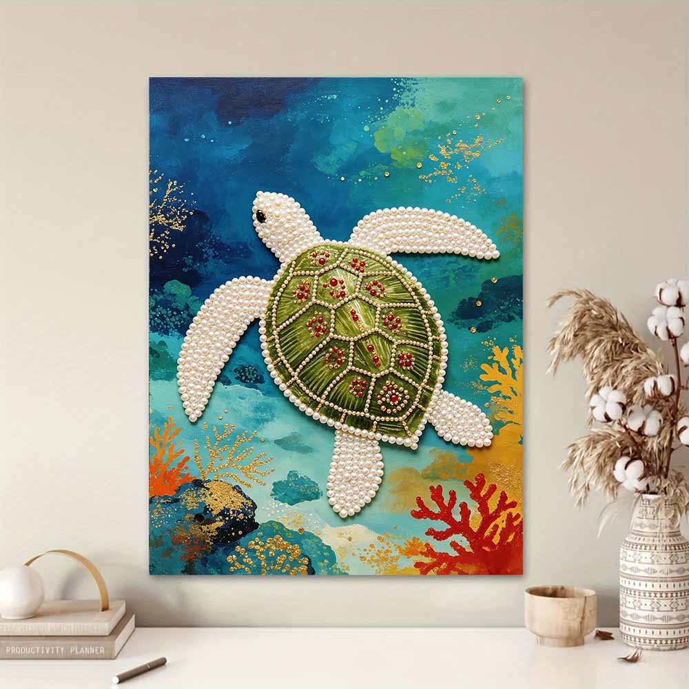 Shiny Pearl Sea Turtle DIY Painting Creative Bead Art Craft Household Wall Decoration Nice Present For Art Hobbyists Home Decor Wall Art Items