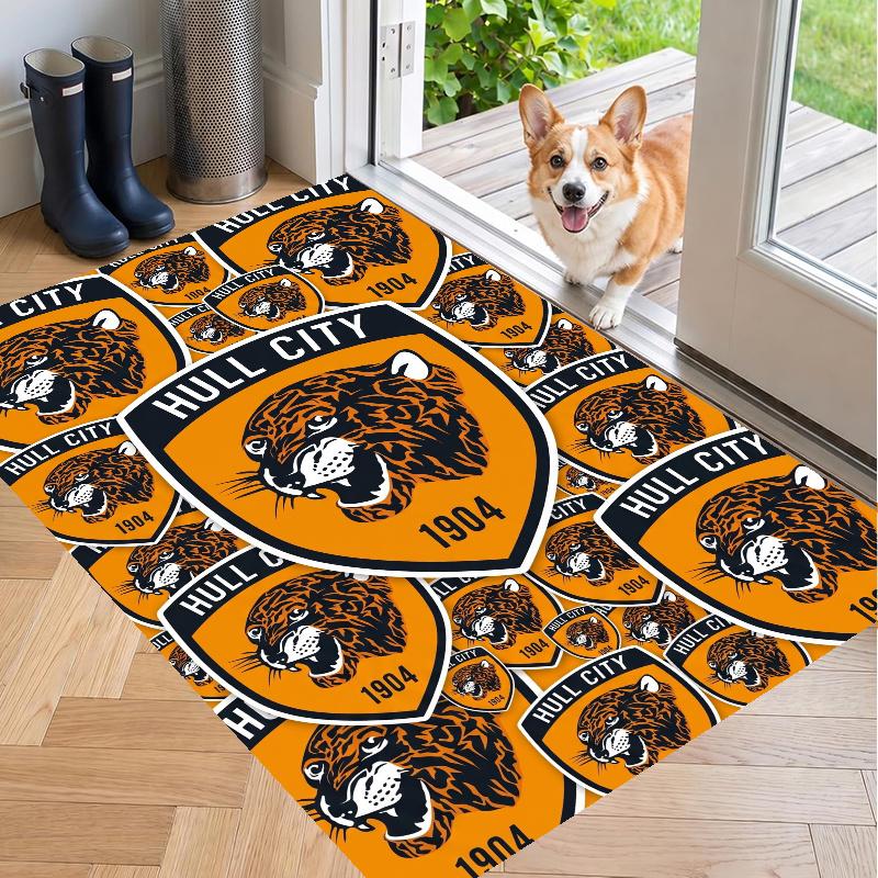 Crystal Velvet Rug with Hull City Design, Soft Non-Slip Floor Mat for Living Room Bedroom Decor
