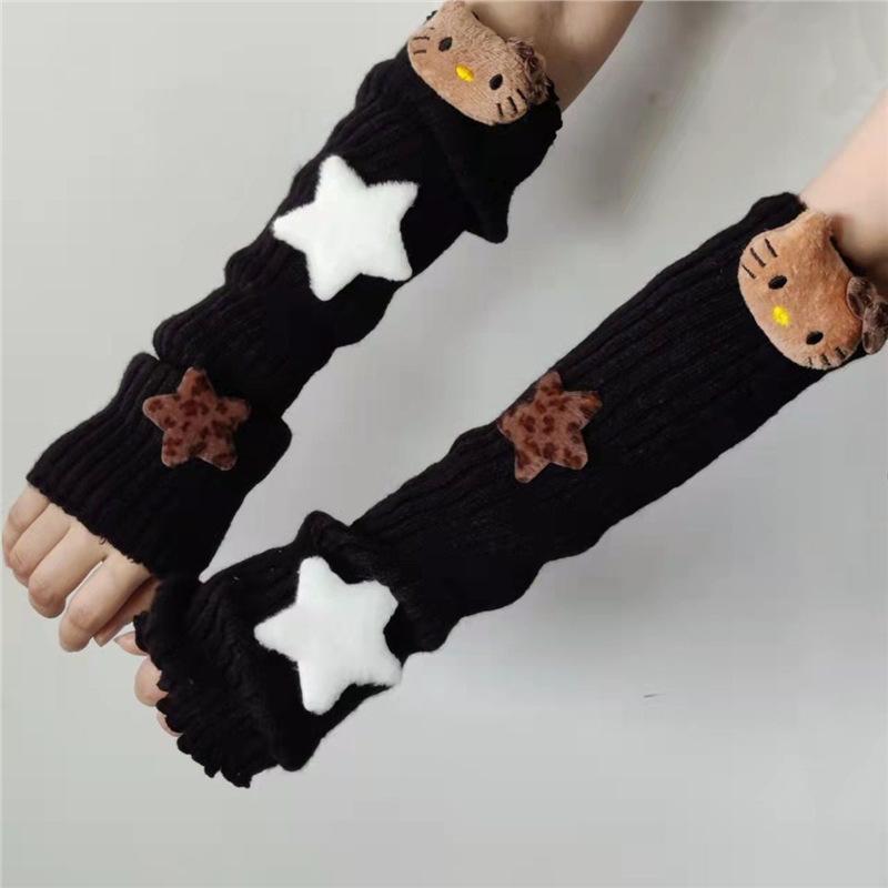 Леопардовые грелки для рук KT Грелки для ног с подкладкой из ворса Полосатые грелки для рук со звездами One Size