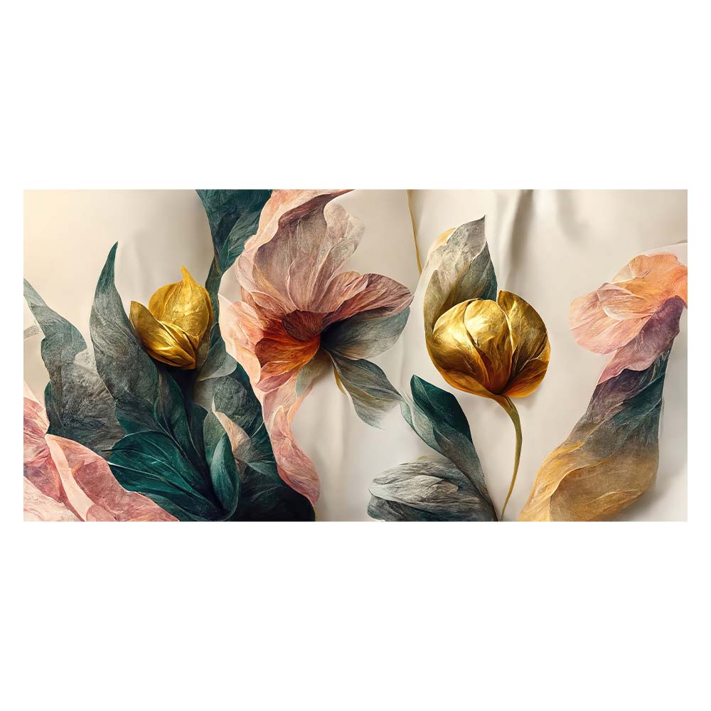 

Винтажные Золотые Зеленые Розовые Цветы Постеры Настенное Искусство Холст Живопись Принты Картинки Гостиная Интерьер Украшение для Дома 50x100cm