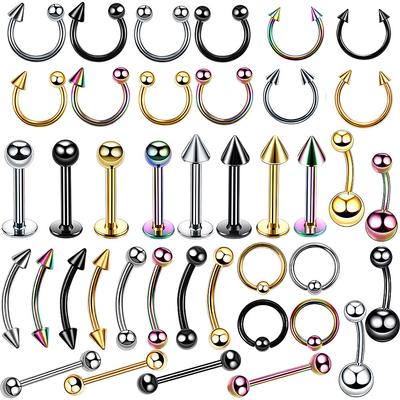 40Pcs Stainless Steel Nose Ring Nose Stud Eyebrow Stud Piercing Jewelry