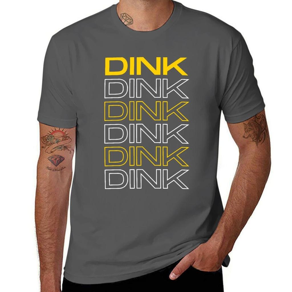 Yellow Pickleball DINK Text Design Dark T-Shirt Halloween Casual T-Shirt