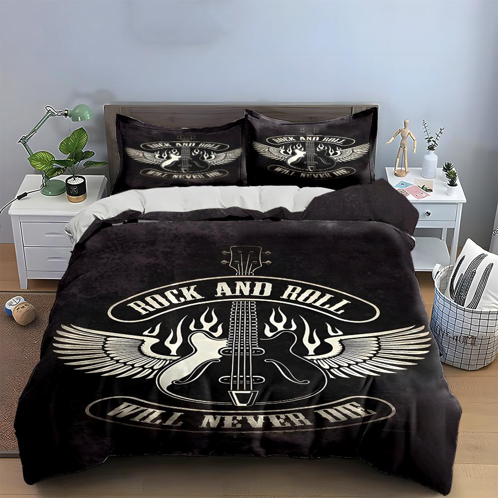 Rock and Roll Guitar Design Bedding Set Bedding set (1 duvet cover, 2 pillowcases, duvet not included)