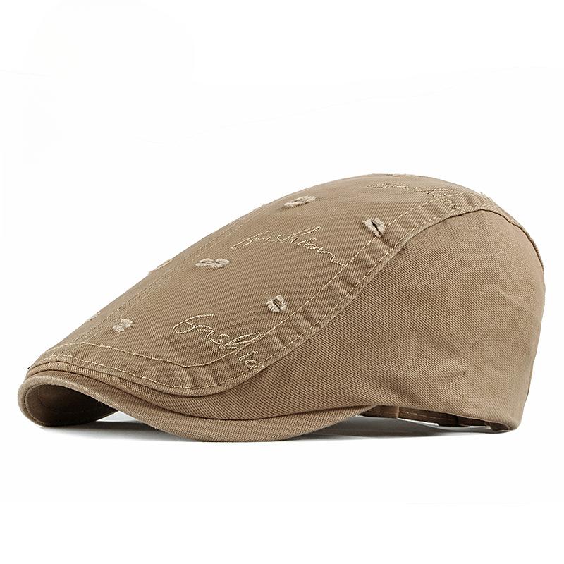 2026Korean British Cotton Ripped Embroidery Men's Beret Spring/Summer Outdoor Leisure Women's Sun Protection Sun Hat Forward Cap