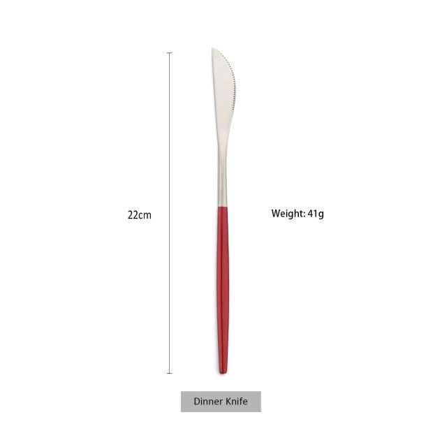1 Pcs Dinnerware Red CutleryStainless Ste Knife Fork Spoon Cutlery Kitchen Table Flatware Tableware Silverware