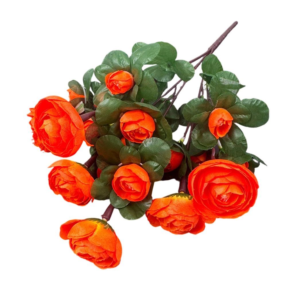 Multicolor Small Camellia Artifical Flower Silk Petals Floral Arrangement Decorative Flower Green Leaves Photo Props