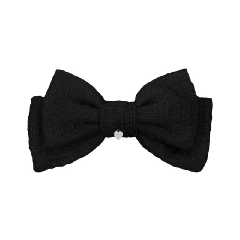 VVV Check Glitter Tweed Ribbon Hairpin_Black