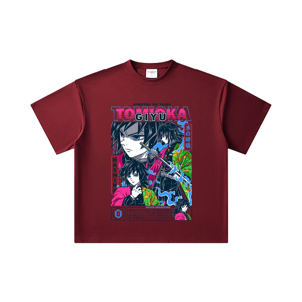 260 GSM Double Yarn 32 Count 100% Cotton Demon Slayer V10 Tomioka Print Unisex Heavy Cotton T Shirt