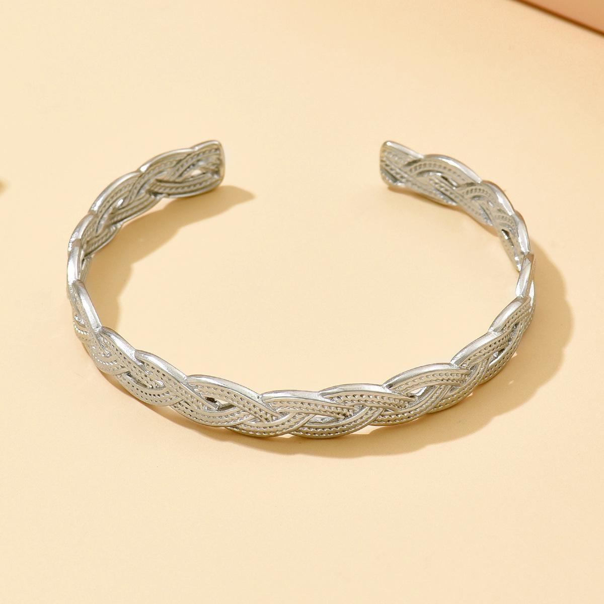 European & American Adjustable Stainless Steel Women s Romantic Woven Twist Bracelet - Titanium Steel Jewelry